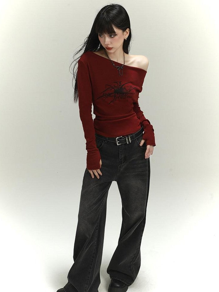 LADYGHOST Ghost Girl Red One Shoulder Women&