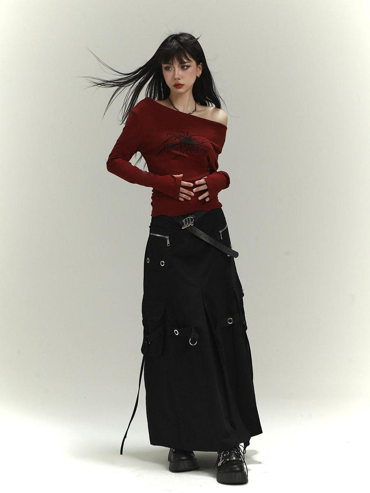 LADYGHOST Ghost Girl Red One Shoulder Women&