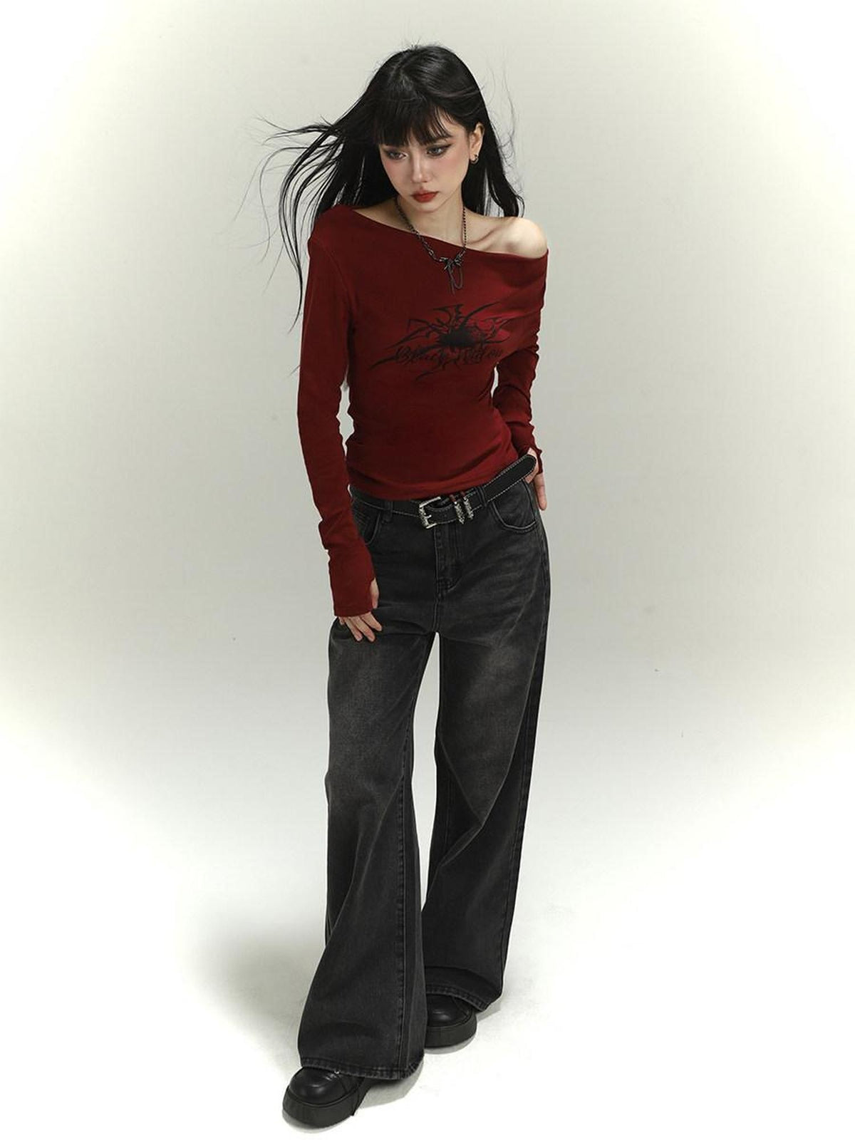 LADYGHOST Ghost Girl Red One Shoulder Women&