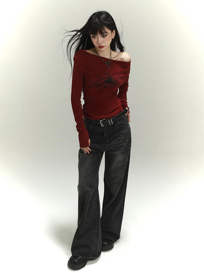 LADYGHOST Ghost Girl Red One Shoulder Women&