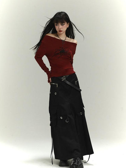 LADYGHOST Ghost Girl Red One Shoulder Women&