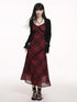 LADYGHOST Ghost Girl Red Plaid Spaghetti Strap Long Women&