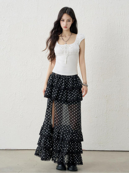 LADYGHOST Ghost Girl Square Neck Collarbone Crop Women&