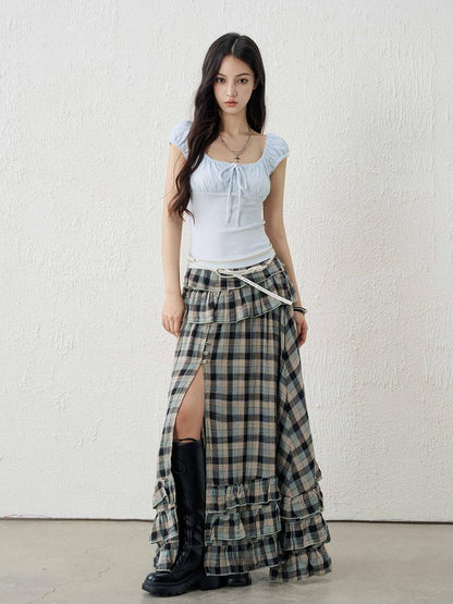 LADYGHOST Ghost Girl Square Neck Collarbone Crop Women&