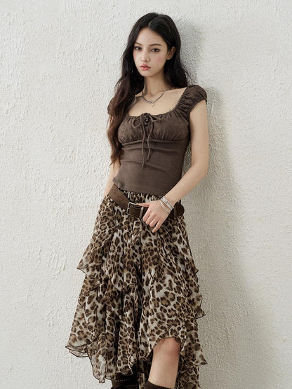 LADYGHOST Ghost Girl Square Neck Collarbone Crop Women&