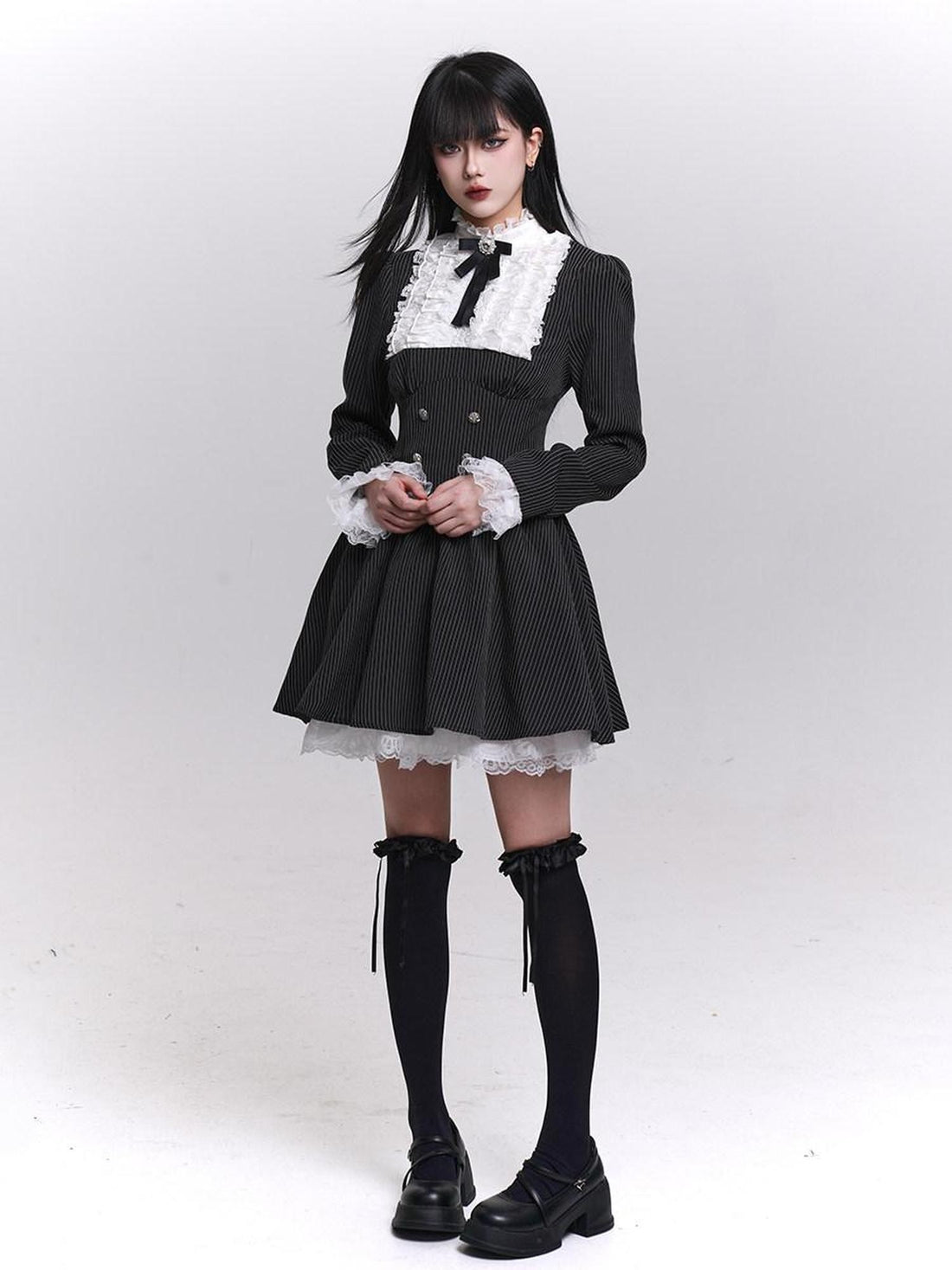 LADYGHOST Ghost Girl Striped Medieval Vintage Gothic Lolita Women&