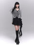 LADYGHOST Ghost Girl Unique Faux Two Piece Colorblock V-neck Women&