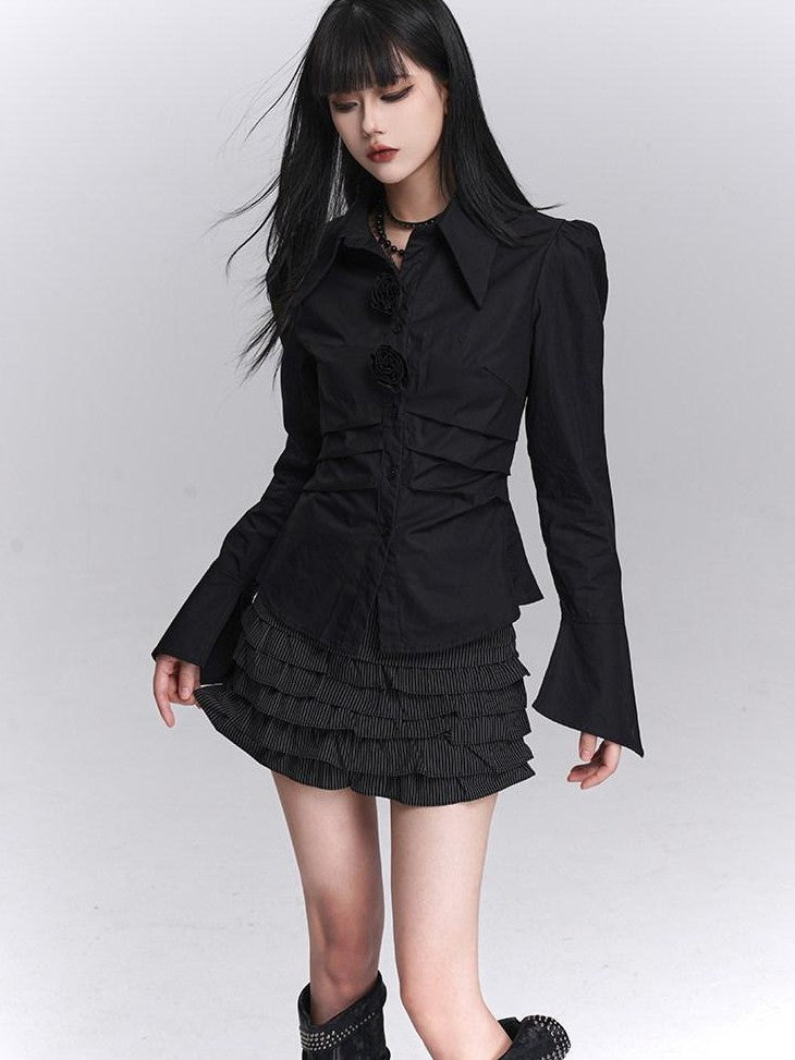 LADYGHOST Ghost Girl Unique Waist Cinched Long Sleeve White Women&