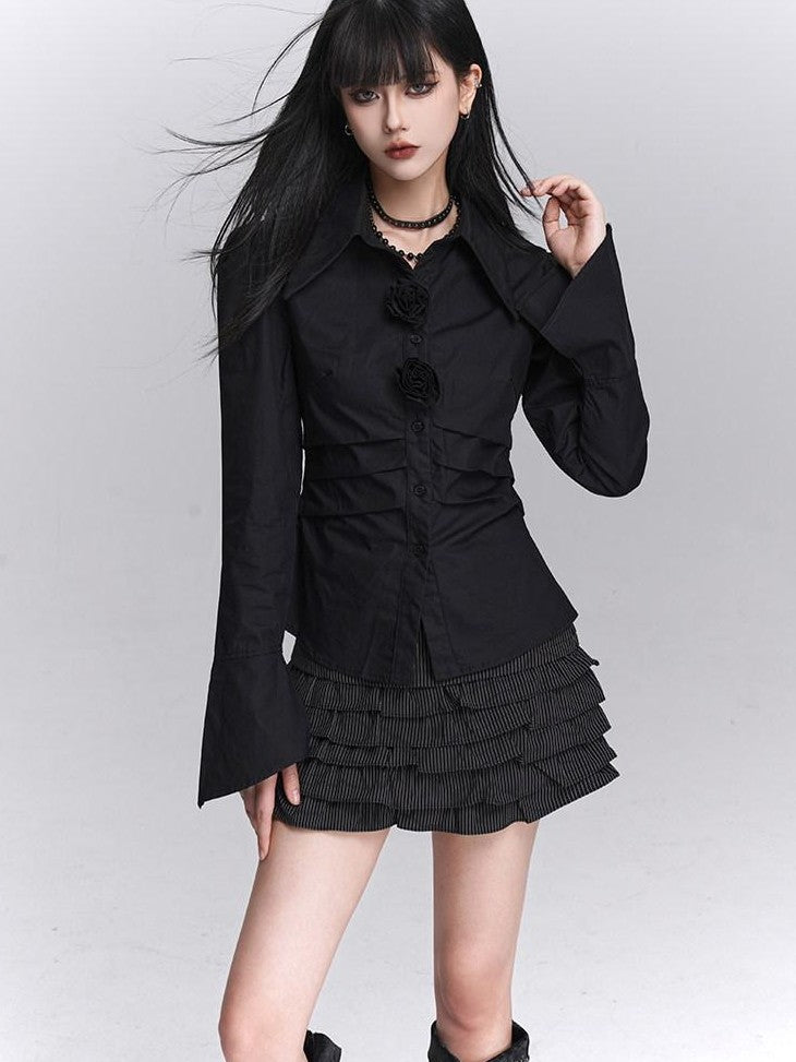 LADYGHOST Ghost Girl Unique Waist Cinched Long Sleeve White Women&