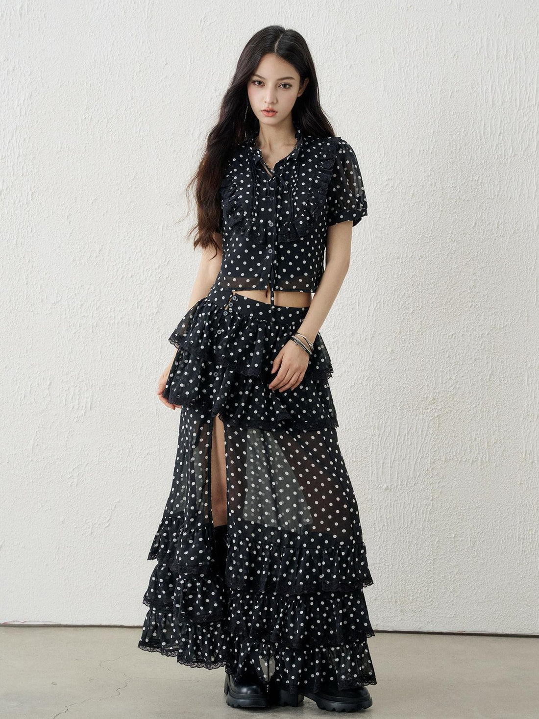 LADYGHOST Ghost Girl Vintage Black Polka Dot Women&