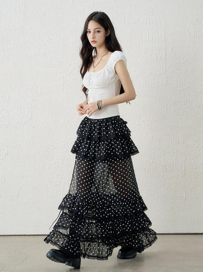 LADYGHOST Ghost Girl Vintage Black Polka Dot Women&