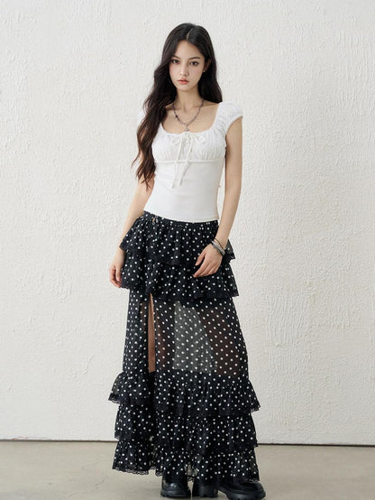 LADYGHOST Ghost Girl Vintage Black Polka Dot Women&