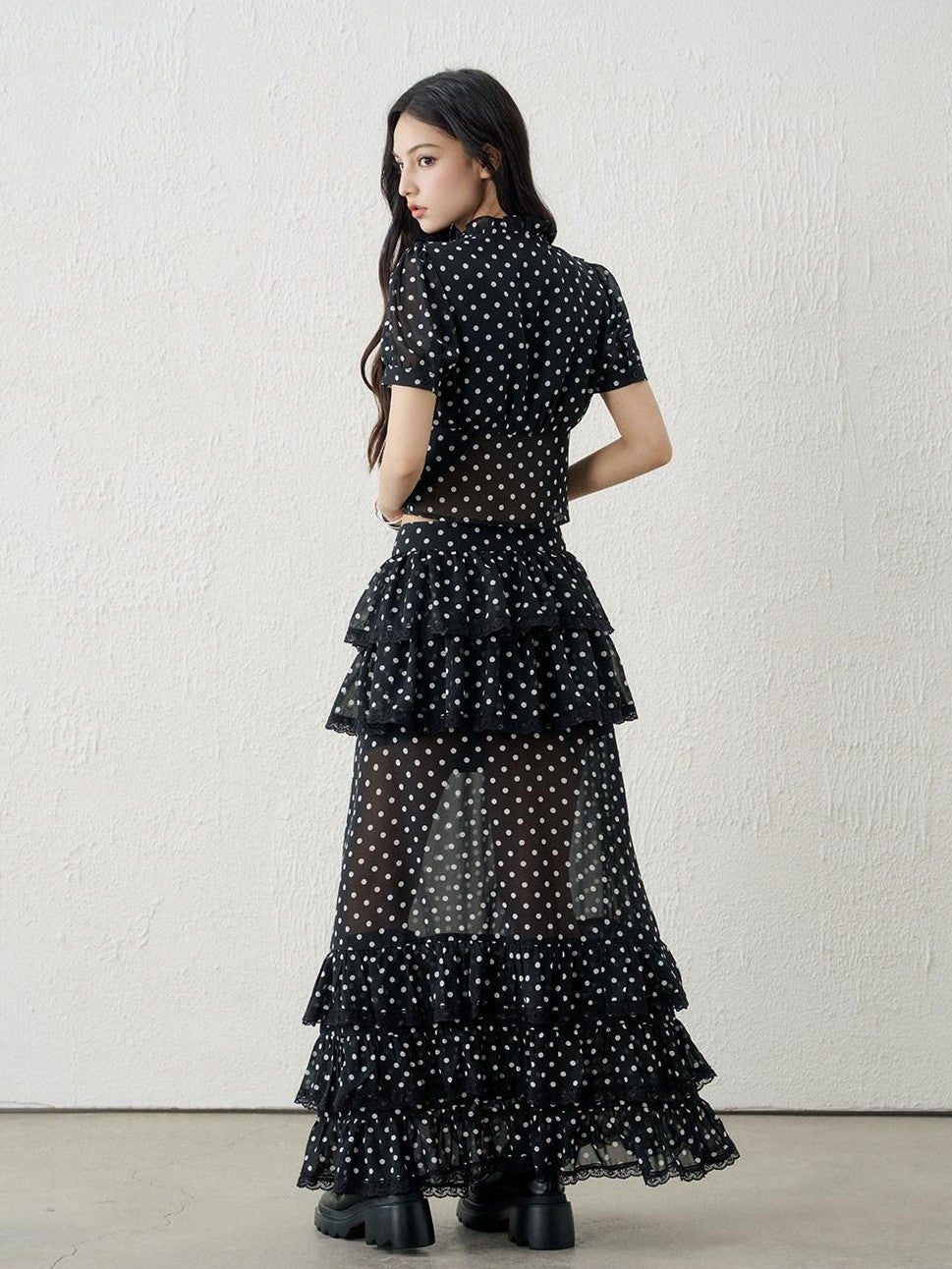 LADYGHOST Ghost Girl Vintage Black Polka Dot Women&