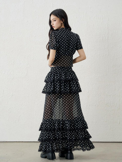 LADYGHOST Ghost Girl Vintage Black Polka Dot Women&