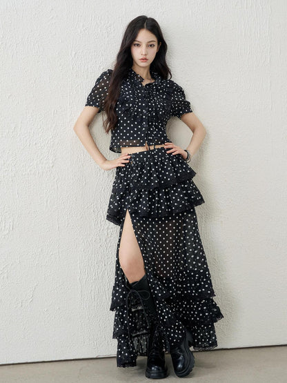 LADYGHOST Ghost Girl Vintage Black Polka Dot Women&