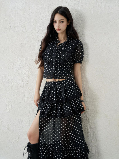 LADYGHOST Ghost Girl Vintage Black Polka Dot Women&