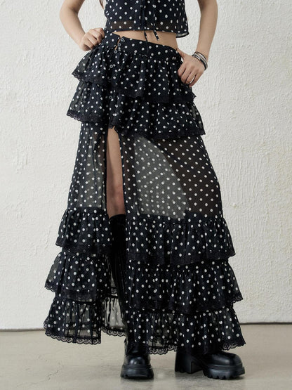 LADYGHOST Ghost Girl Vintage Black Polka Dot Women&