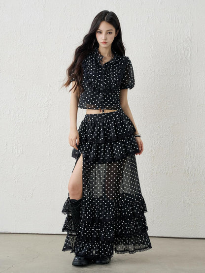 LADYGHOST Ghost Girl Vintage Black Polka Dot Women&