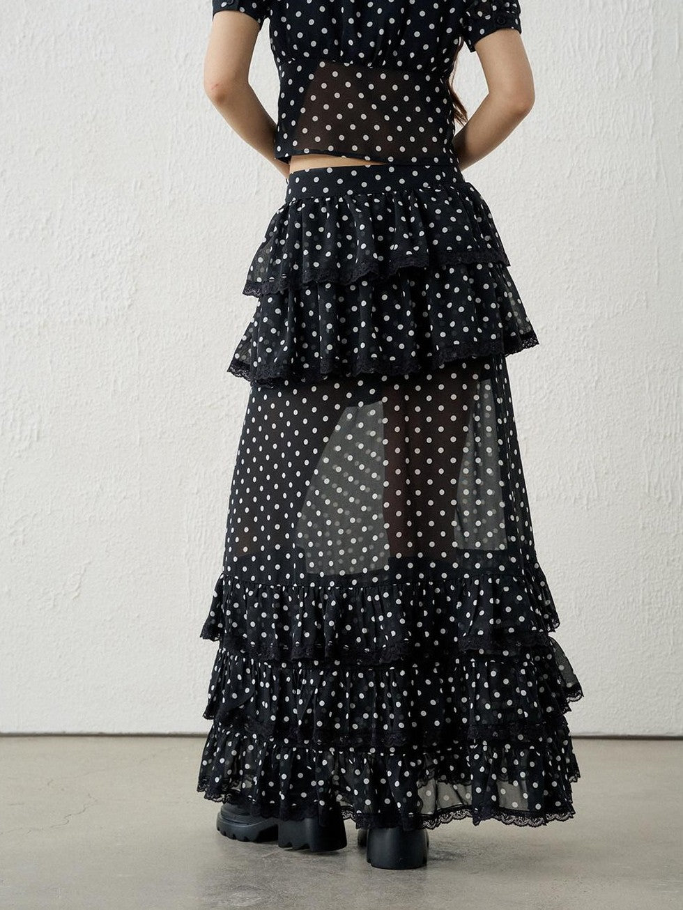LADYGHOST Ghost Girl Vintage Black Polka Dot Women&