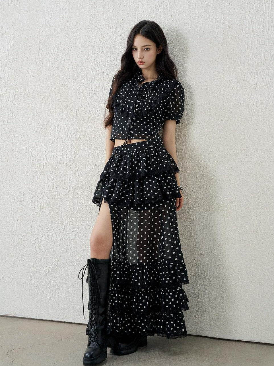 LADYGHOST Ghost Girl Vintage Black Polka Dot Women&