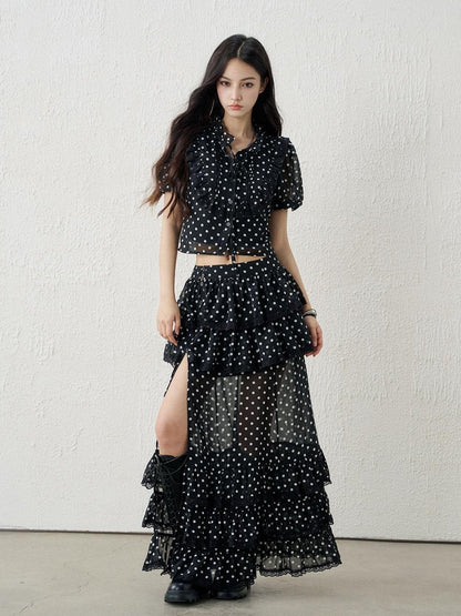 LADYGHOST Ghost Girl Vintage Black Polka Dot Women&