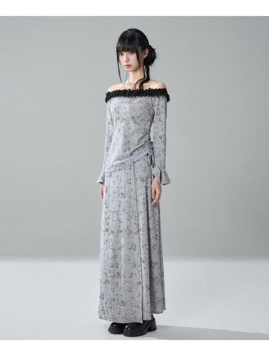LADYGHOST Ghost Off Shoulder Flared Sleeve Slim Fit Women&