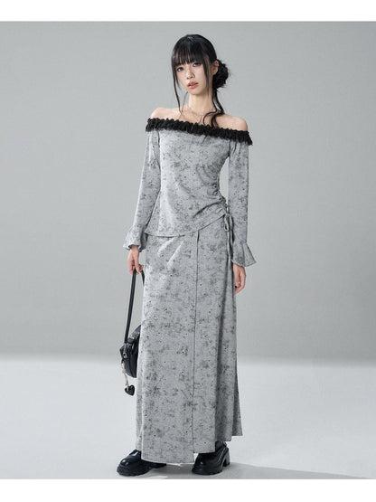 LADYGHOST Ghost Off Shoulder Flared Sleeve Slim Fit Women&