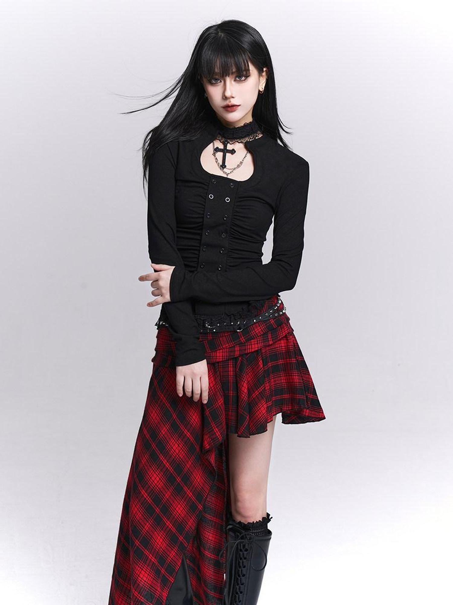 LADYGHOST Ghost Print Gothic Cinched Waist Women&