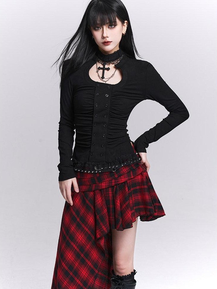 LADYGHOST Ghost Print Gothic Cinched Waist Women&