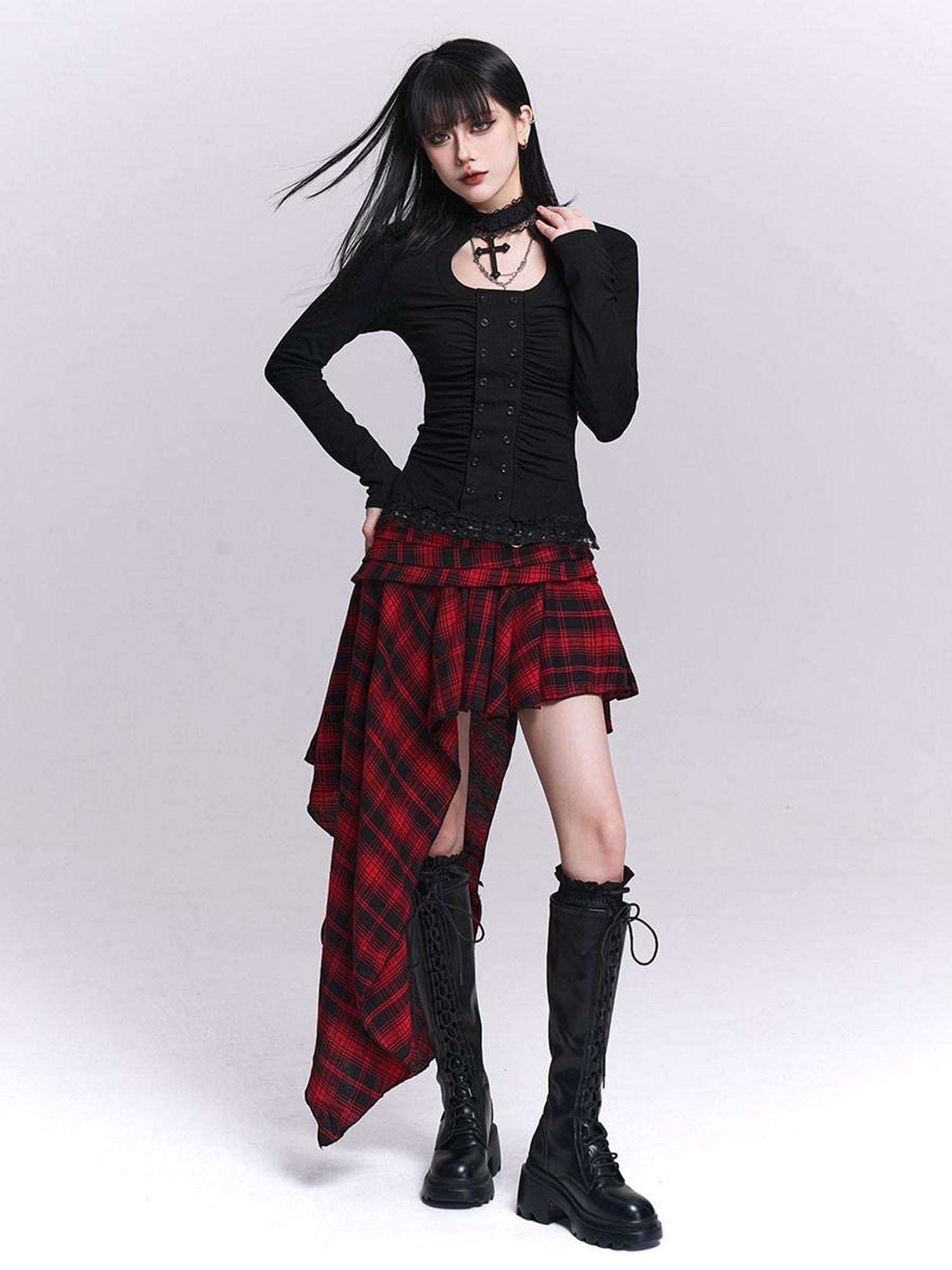 LADYGHOST Ghost Print Gothic Cinched Waist Women&