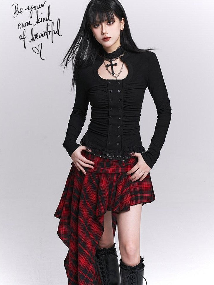 LADYGHOST Ghost Print Gothic Cinched Waist Women&