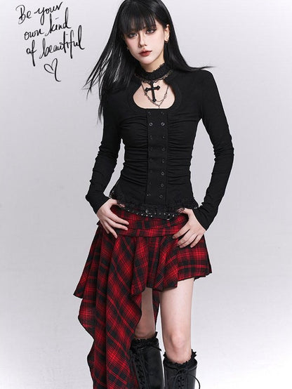 LADYGHOST Ghost Print Gothic Cinched Waist Women&