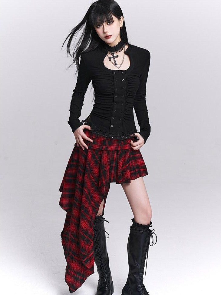 LADYGHOST Ghost Print Gothic Cinched Waist Women&