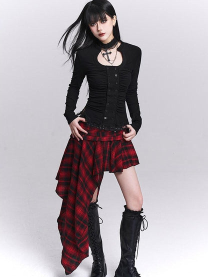 LADYGHOST Ghost Print Gothic Cinched Waist Women&