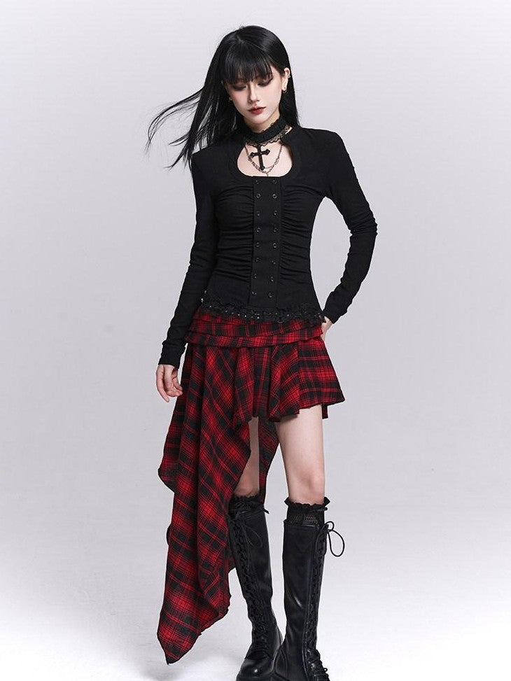 LADYGHOST Ghost Print Gothic Cinched Waist Women&