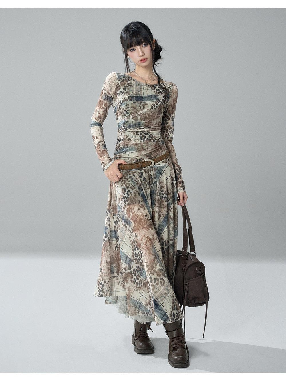LADYGHOST Ghost Print Long Sleeve Slim Waist Women&
