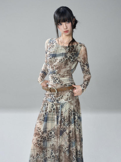 LADYGHOST Ghost Print Long Sleeve Slim Waist Women&