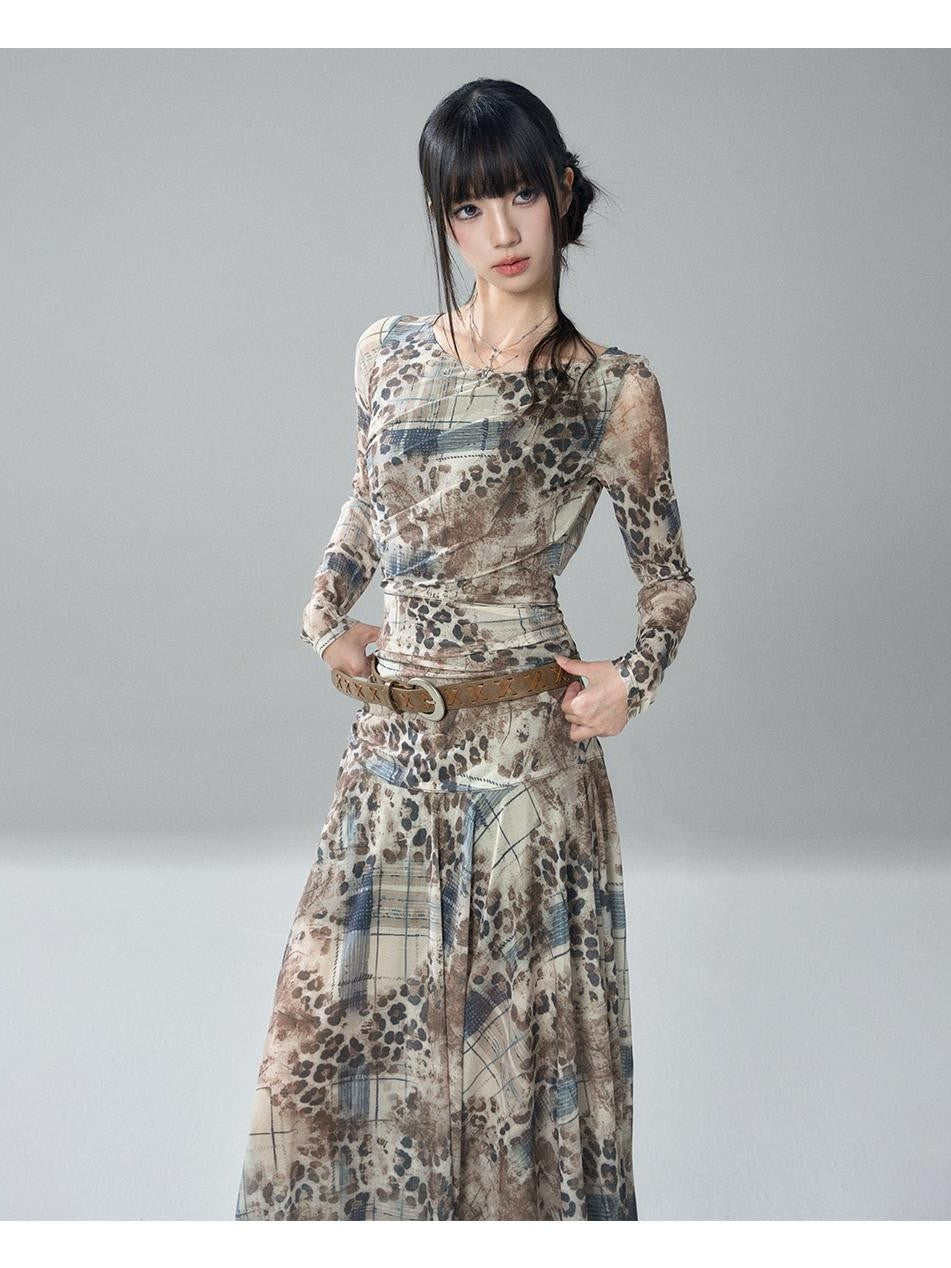 LADYGHOST Ghost Print Long Sleeve Slim Waist Women&