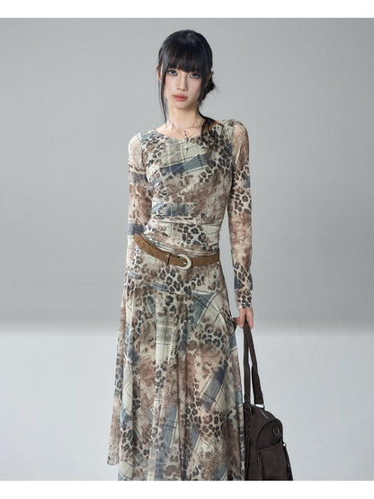LADYGHOST Ghost Print Long Sleeve Slim Waist Women&