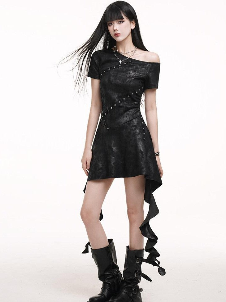 LADYGHOST Ghostly Asymmetrical One Shoulder Black Festival Women&