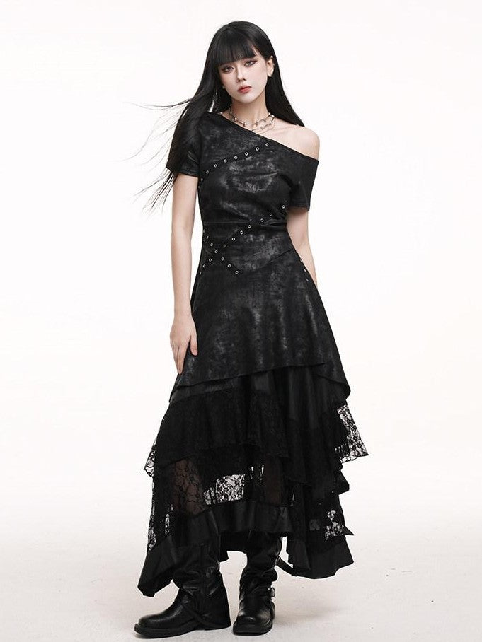 LADYGHOST Ghostly Asymmetrical One Shoulder Black Festival Women&