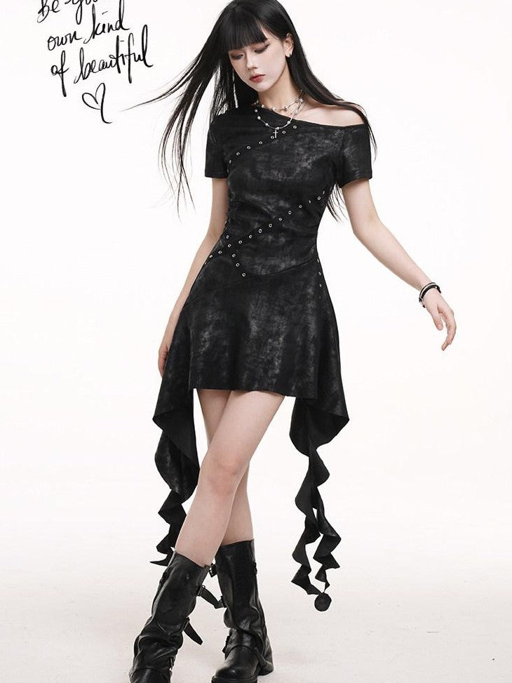 LADYGHOST Ghostly Asymmetrical One Shoulder Black Festival Women&