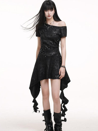 LADYGHOST Ghostly Asymmetrical One Shoulder Black Festival Women&