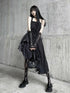 LADYGHOST Ghostly Black Asymmetrical Spaghetti Strap Gothic Women&