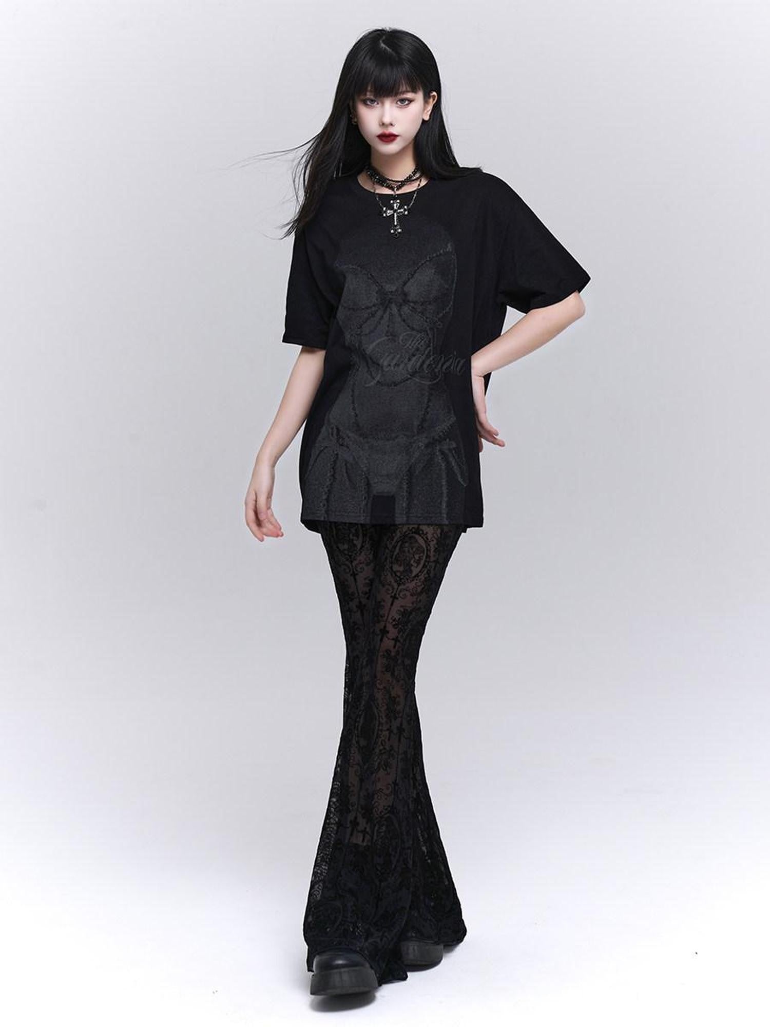 LADYGHOST Ghostly Black Gothic Subculture Slimming Women&