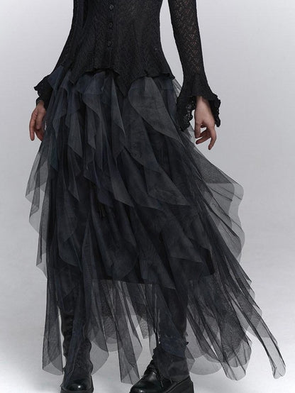 LADYGHOST Ghostly Black Gray Asymmetric Layered Women&