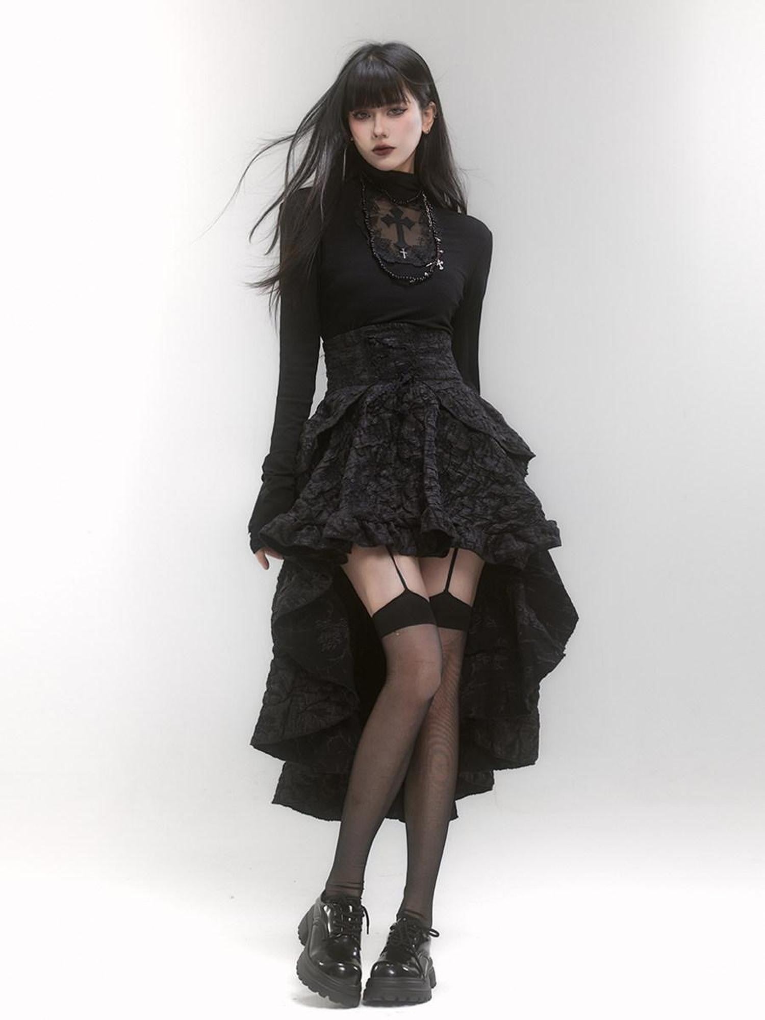 LADYGHOST Ghostly Black High Waist Train Sweet Flirty Party Women&