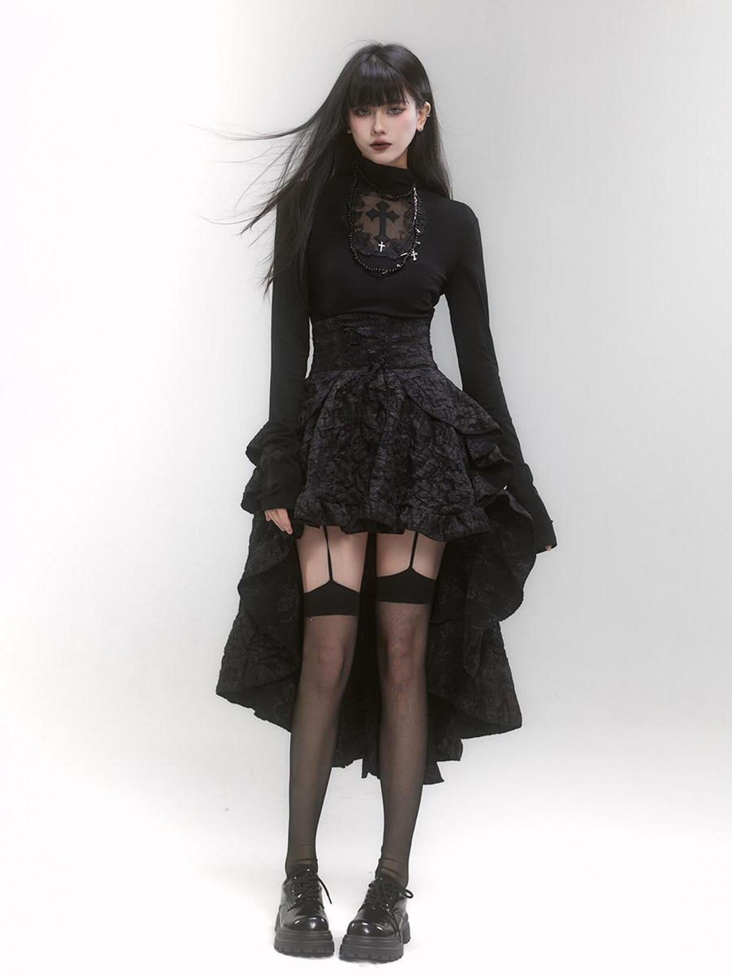 LADYGHOST Ghostly Black High Waist Train Sweet Flirty Party Women&