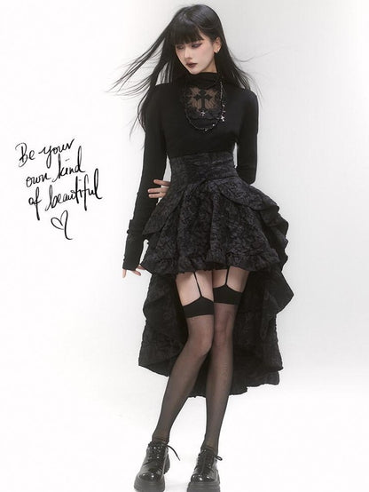 LADYGHOST Ghostly Black High Waist Train Sweet Flirty Party Women&