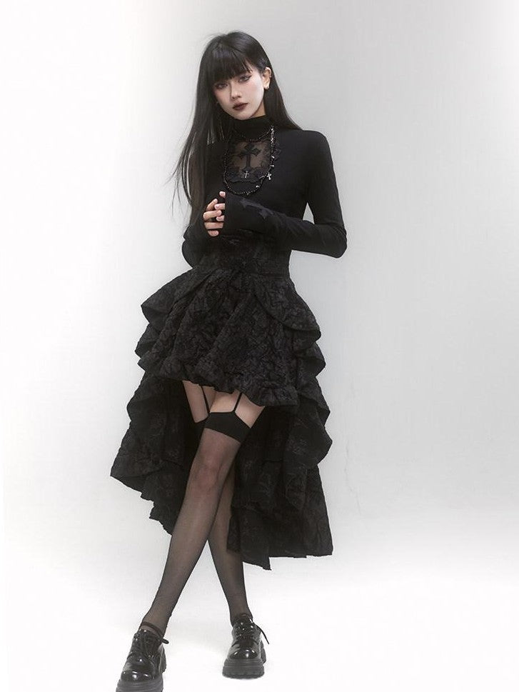 LADYGHOST Ghostly Black High Waist Train Sweet Flirty Party Women&